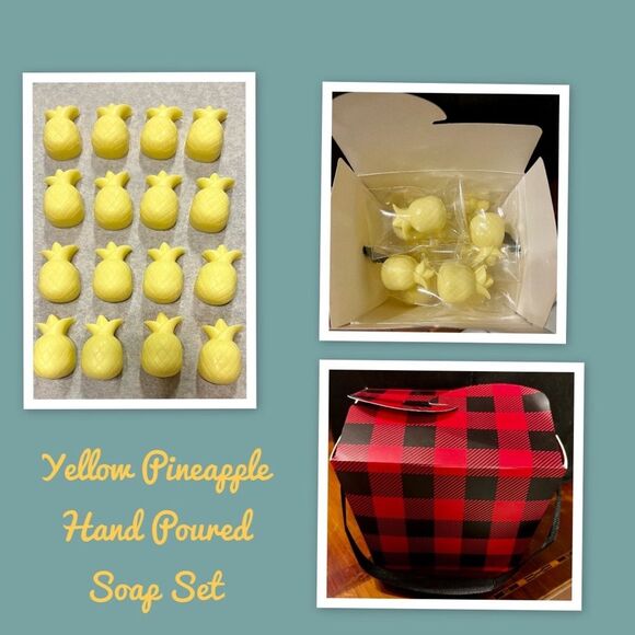 Yellow Pineapples Hand Poured Soap Set, Pineapple Shape Soap, Hand Poured - Picture 1 of 1